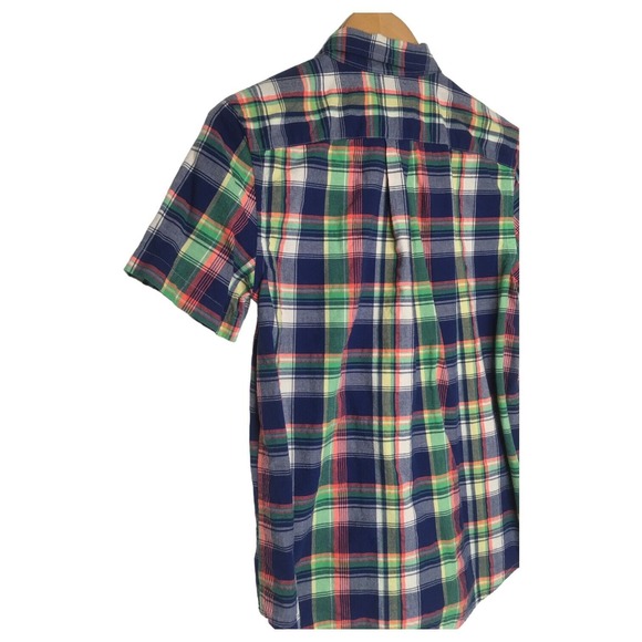 Ralph Lauren Shirt Boys L Plaid Button Up Short Sleeve Preppy Collar Blue - Picture 10 of 12